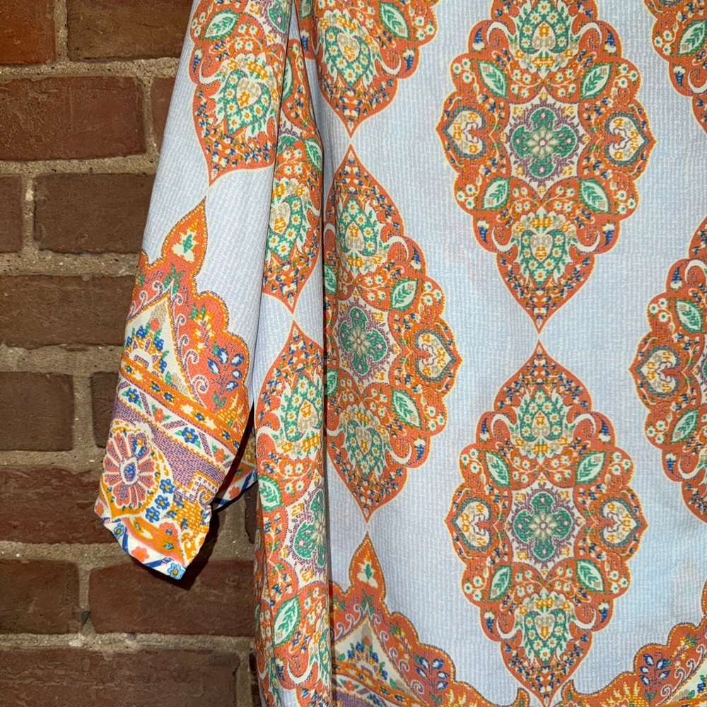 Cynthia Rowley Orange and Blue Patterned Tunic - Picture 3 of 5